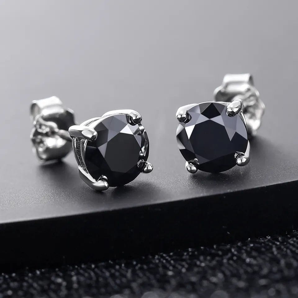 VVS Jewelry hip hop jewelry Black / 5mm 0.5ct-Screw Back 925 Sterling Silver Black VVS Moissanite Solitaire Stud Earring