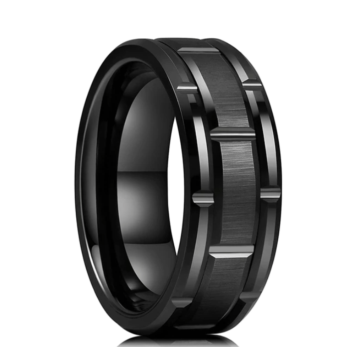 VVS Jewelry hip hop jewelry Black / 6 Black/Silver/Black 8MM Tungsten Carbide Band Ring