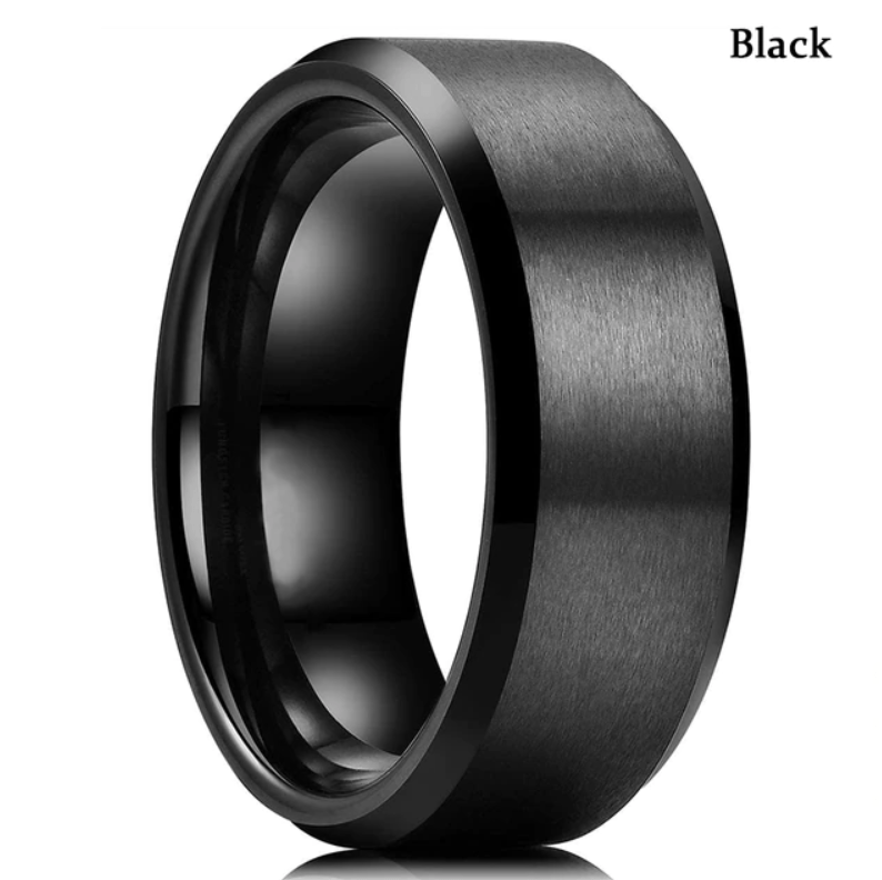 VVS Jewelry hip hop jewelry Black / 9 Tungsten Carbide 8MM Gold/Silver Band Ring Comfort Fit