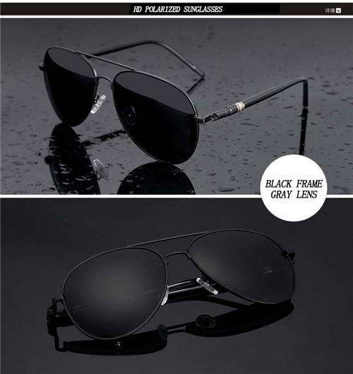VVS Jewelry hip hop jewelry Black Frame Grey Beckham Metal Polarized Aviator Sunglasses