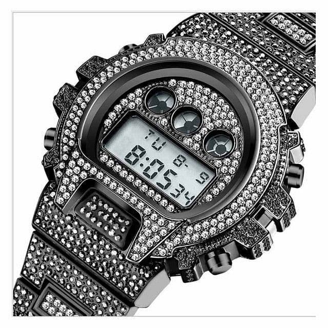 VVS Jewelry hip hop jewelry black Iced Out G-Shock Style Digital Watch