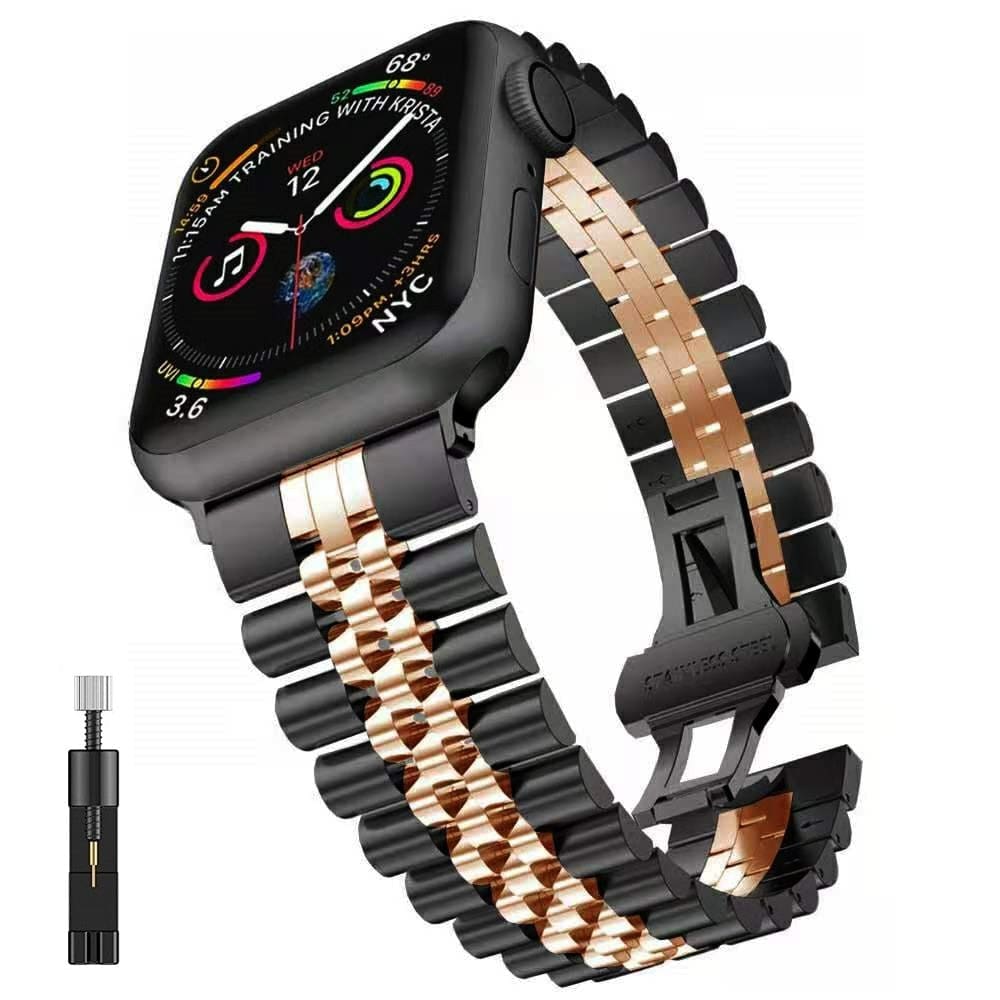VVS Jewelry hip hop jewelry Black rosegold / series 7 8 45mm Two-tone Classic Apple Watch Band