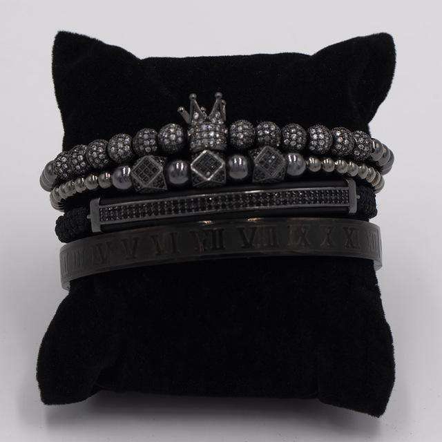 VVS Jewelry hip hop jewelry Black Royalty Bracelet Set + FREE Roman Bangle Today Only