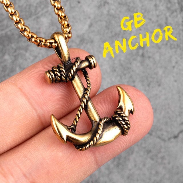 VVS Jewelry hip hop jewelry BlackGold / 24" Anchor Pendant Necklace