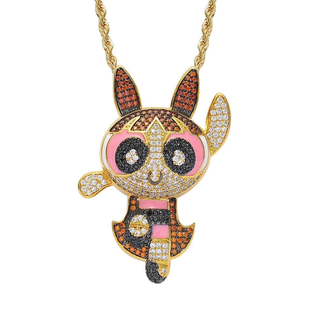 VVS Jewelry hip hop jewelry Blossom / Gold / 18 Inch VVS Jewelry Fully Blinged Power Puff Girls Pendant Chain