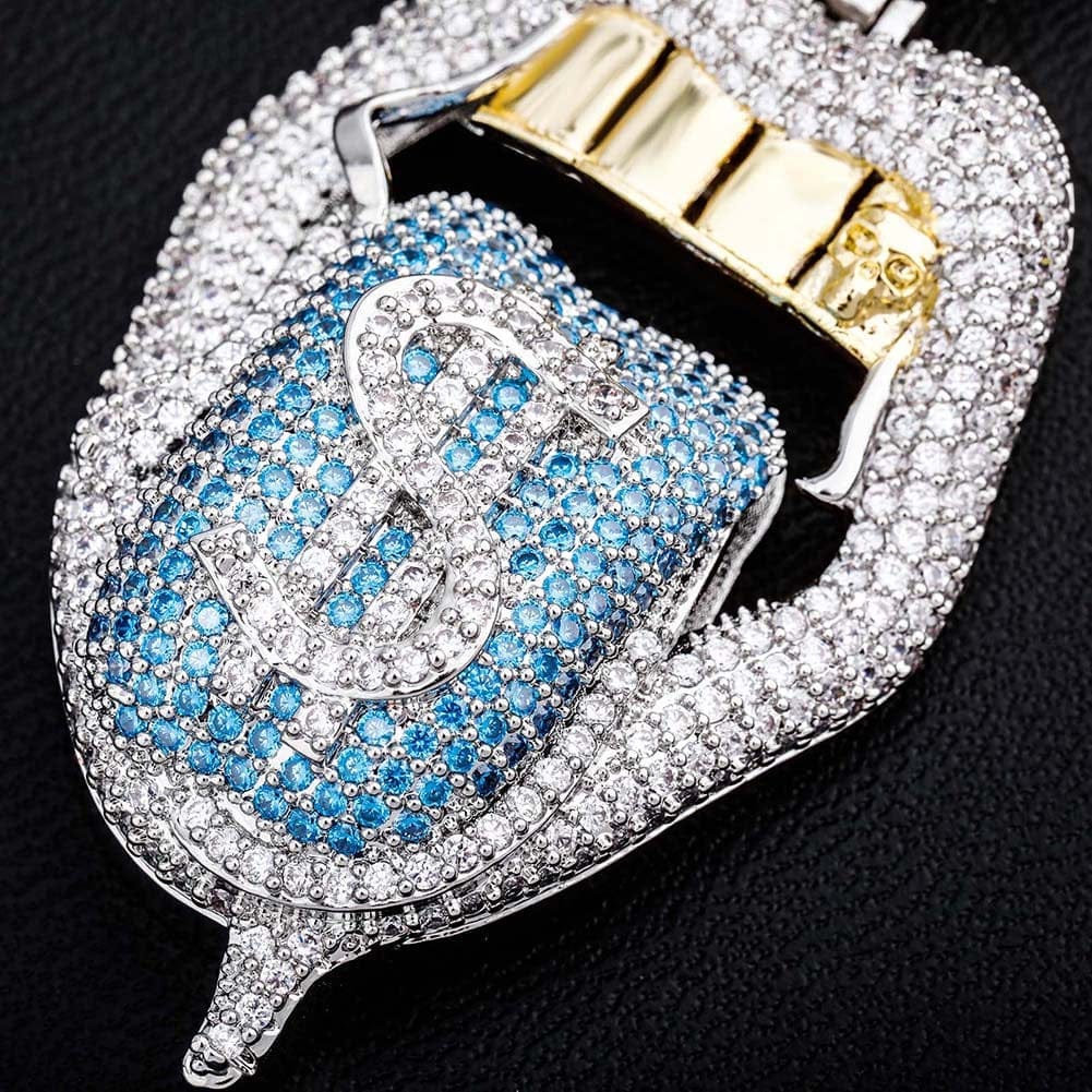 VVS Jewelry hip hop jewelry Blue / 4mm Tennis Chain / 20inch VVS Jewelry $$$ Micropaved Lip Pendant Necklace