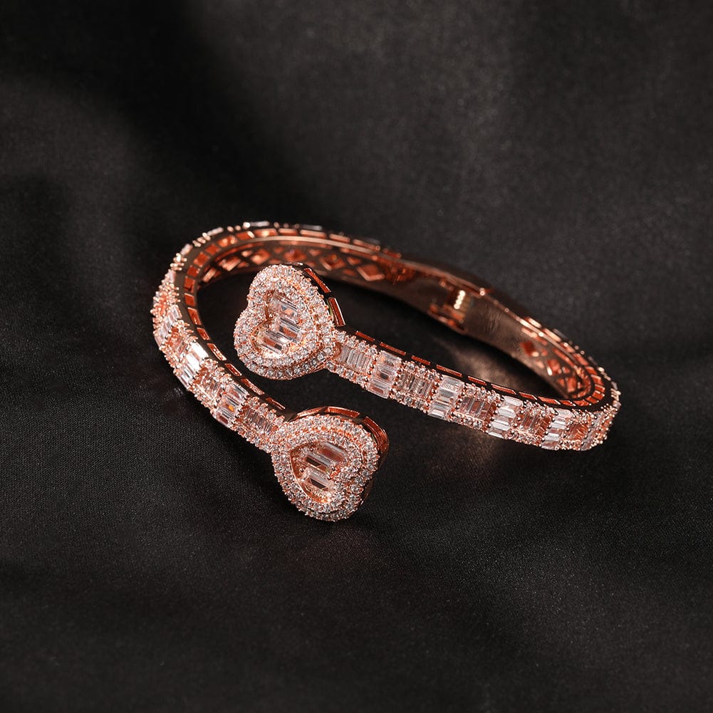 VVS Jewelry hip hop jewelry Bracelets 6MM Baguette Heart Wrist Bangle Bracelet
