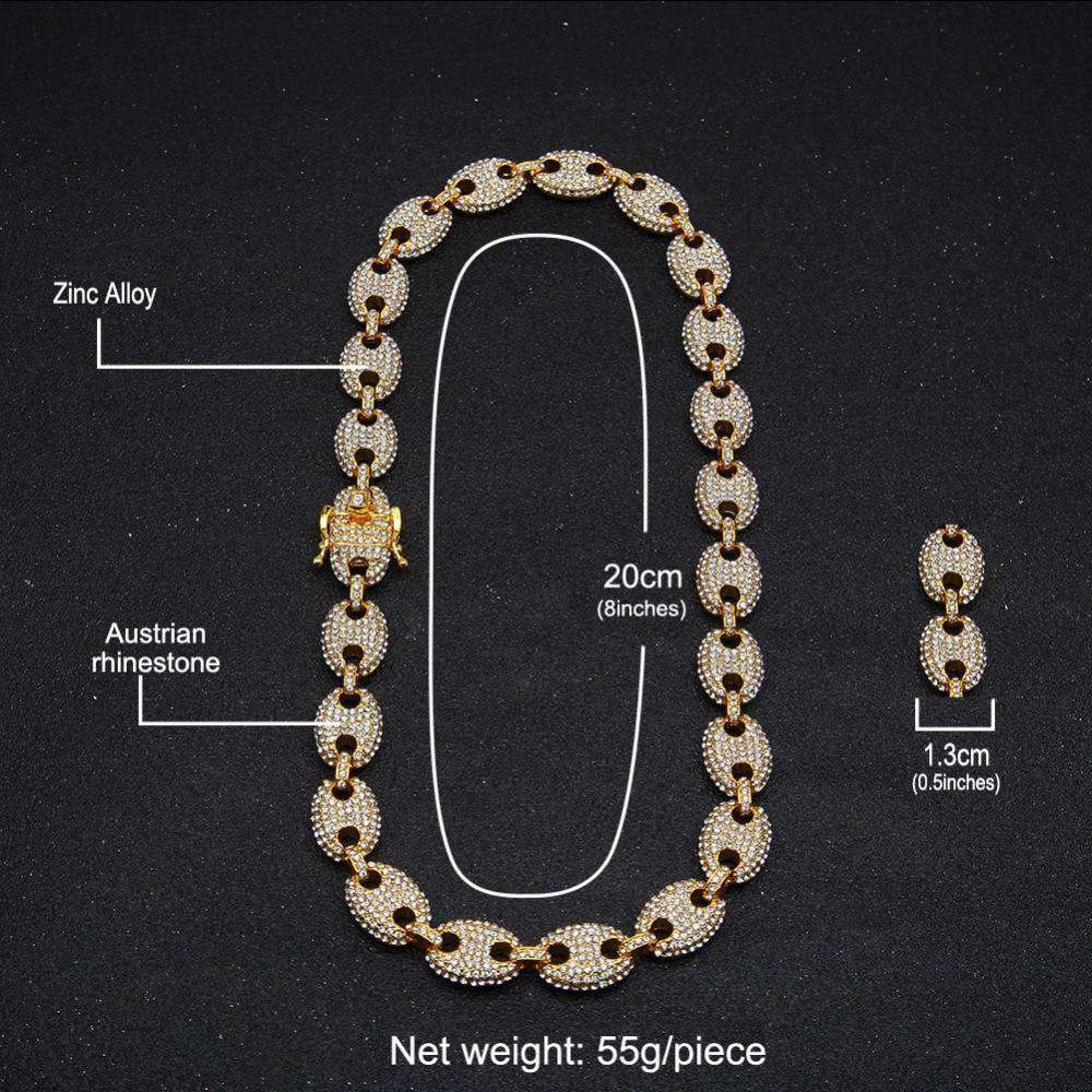 VVS Jewelry hip hop jewelry bracelets 8" 18k Gold G-Link Bracelet