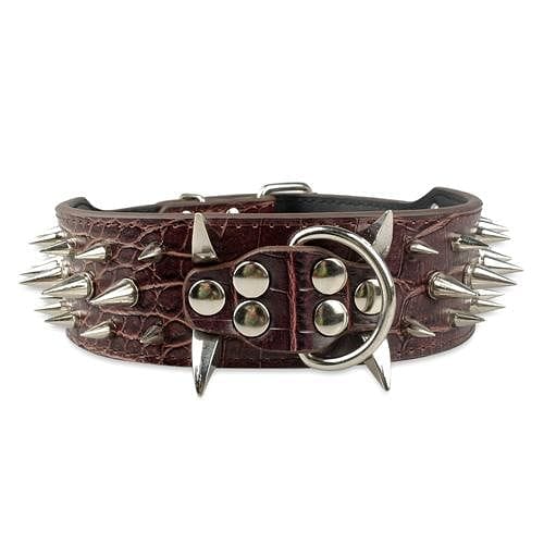 VVS Jewelry hip hop jewelry Brown / 20 inch Adjustable Spiked Studded Dog Collar
