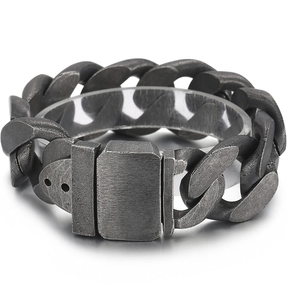 VVS Jewelry hip hop jewelry Brushed Black / 7 Inches 25mm Chunky Stainless Steel Miami Cuban Bracelet