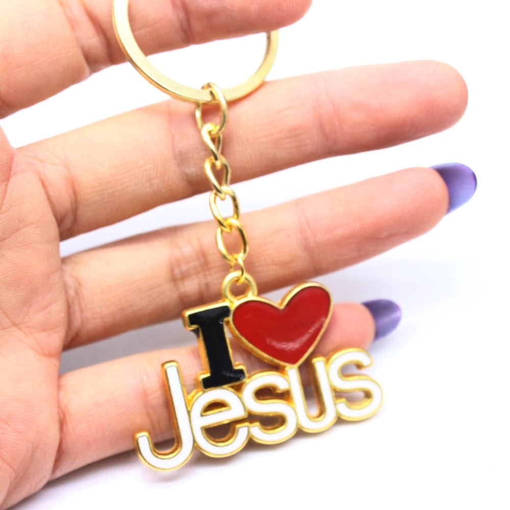 VVS Jewelry hip hop jewelry Christian Gold I Love Jesus Keychain