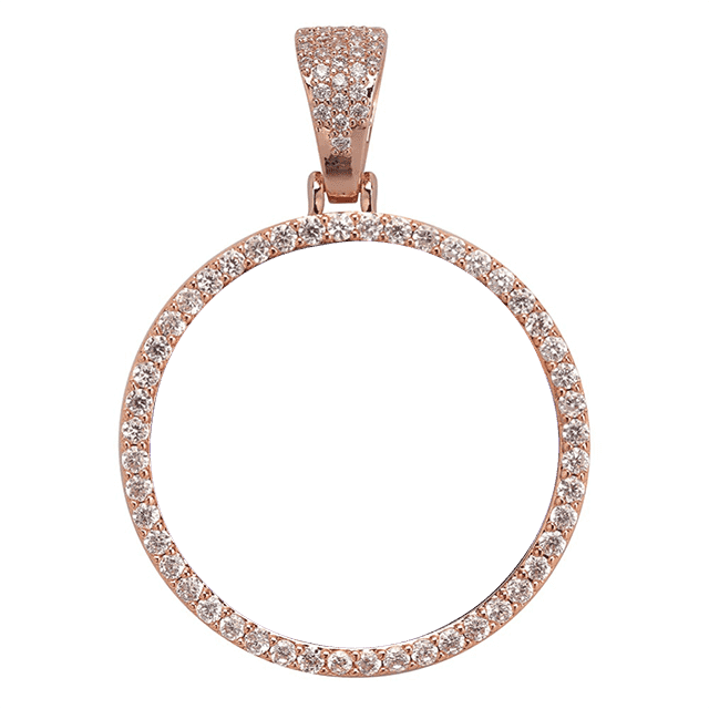 VVS Jewelry hip hop jewelry Circle / Rose Gold / 18 inch Rope Chain VVS Jewelry Custom Photo Pendant