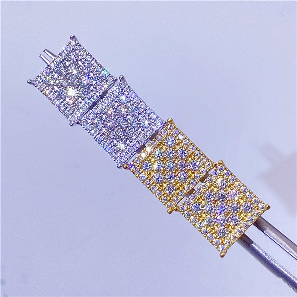 VVS Jewelry hip hop jewelry Classic Square 925 Silver Moissanite Iced Stud Earrings