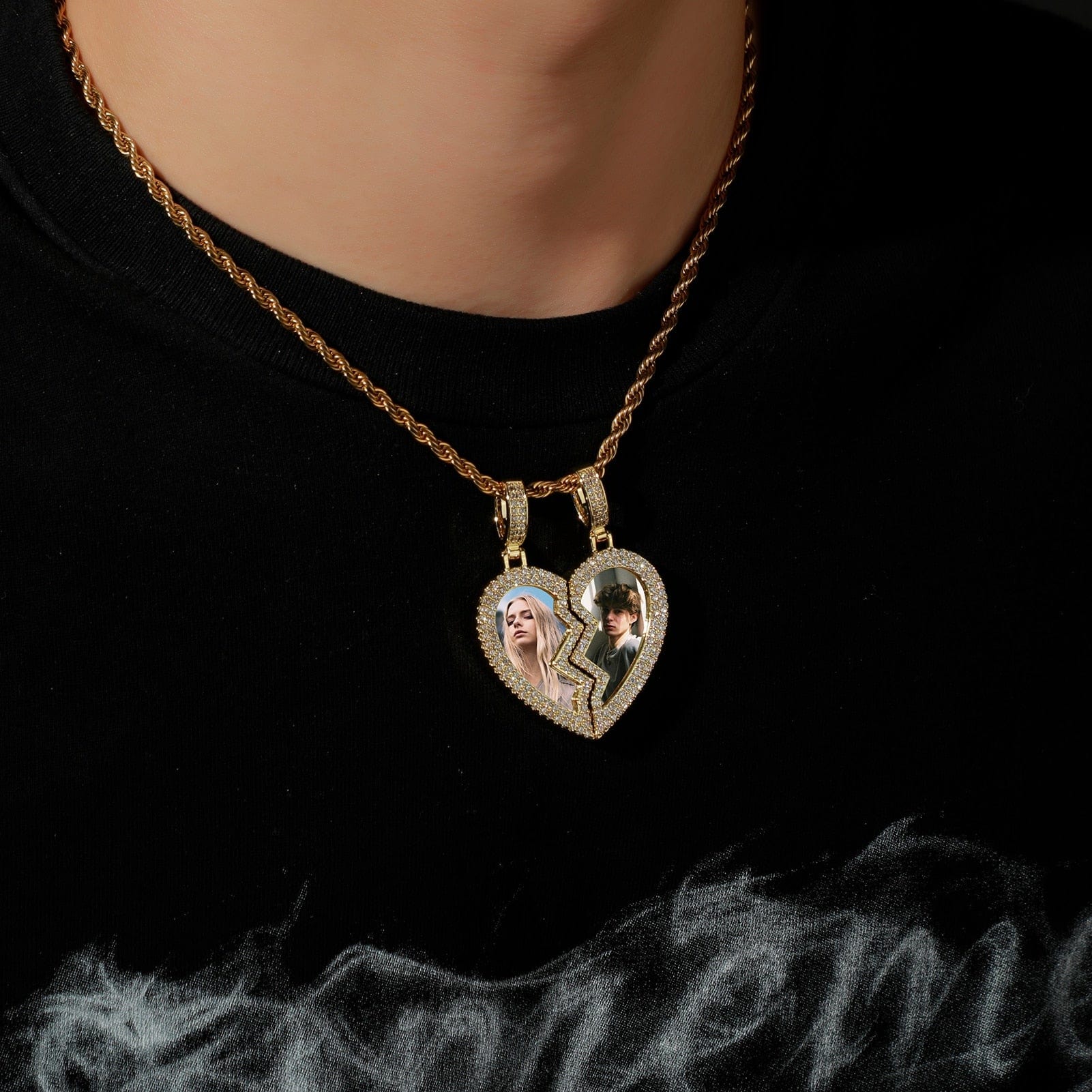 VVS Jewelry hip hop jewelry Couple Custom Heart Photo Pendant