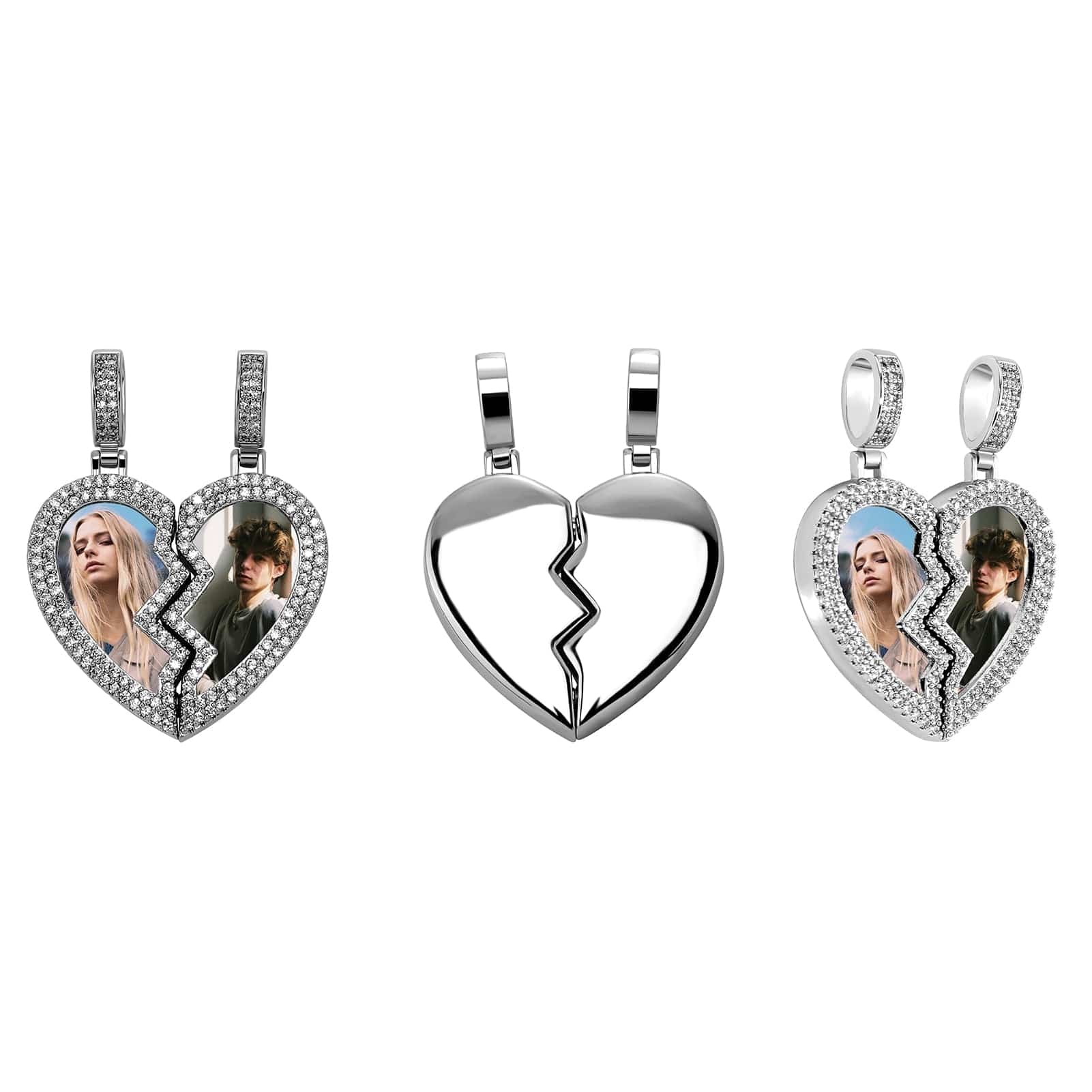 VVS Jewelry hip hop jewelry Couple Custom Heart Photo Pendant