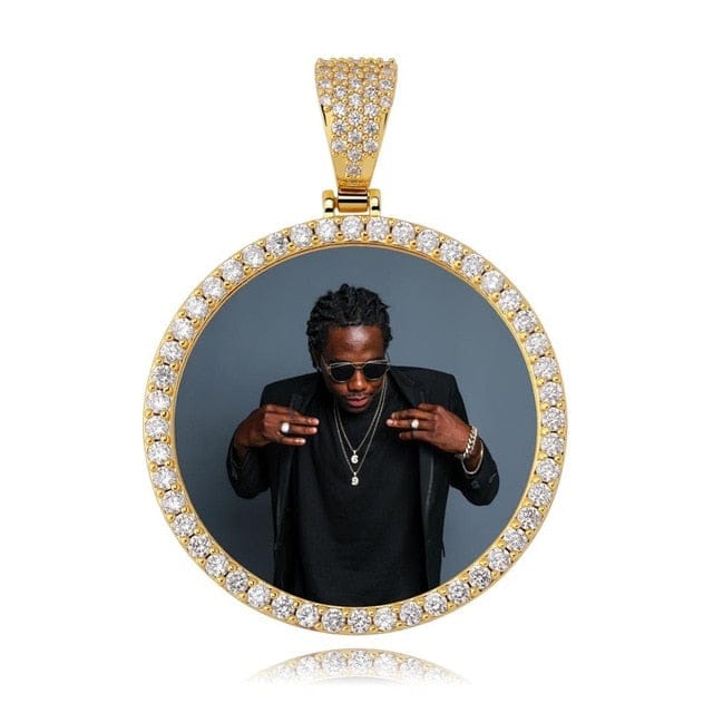 VVS Jewelry hip hop jewelry Cuban Chain / 24inch / Gold VVS Jewelry Large Custom Photo Pendant + Free Chain