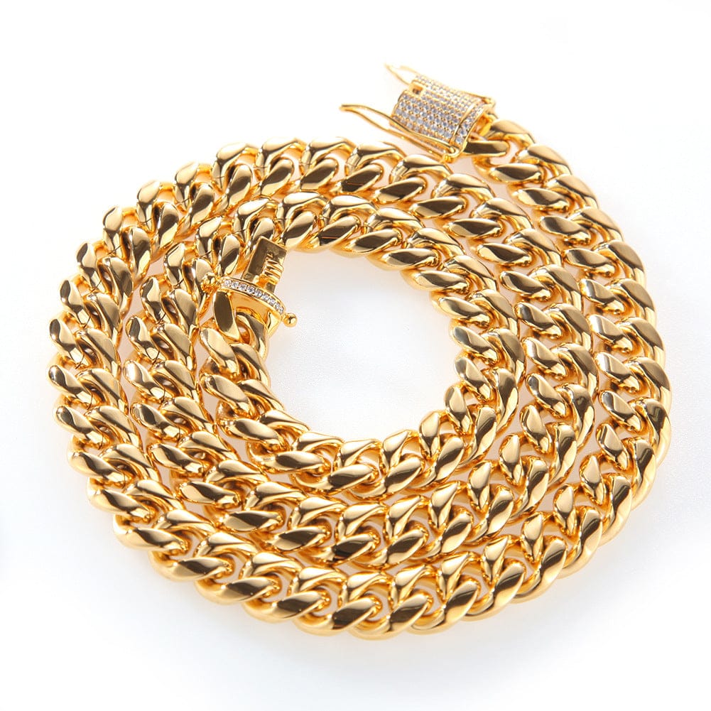 VVS Jewelry hip hop jewelry Cuban VVS Jewelry 316L Stainless Steel 18k Gold/Silver Cuban Chain + FREE Bracelet Bundle