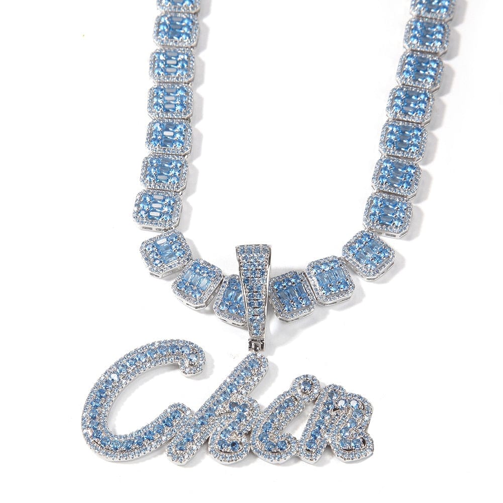 Blue Diamondz Bling Custom Name Chain Necklace – VVS Jewelry