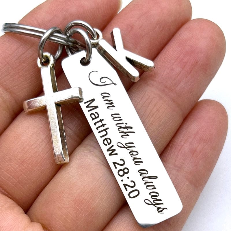 VVS Jewelry hip hop jewelry custom Bible Verse with Initial Keychain