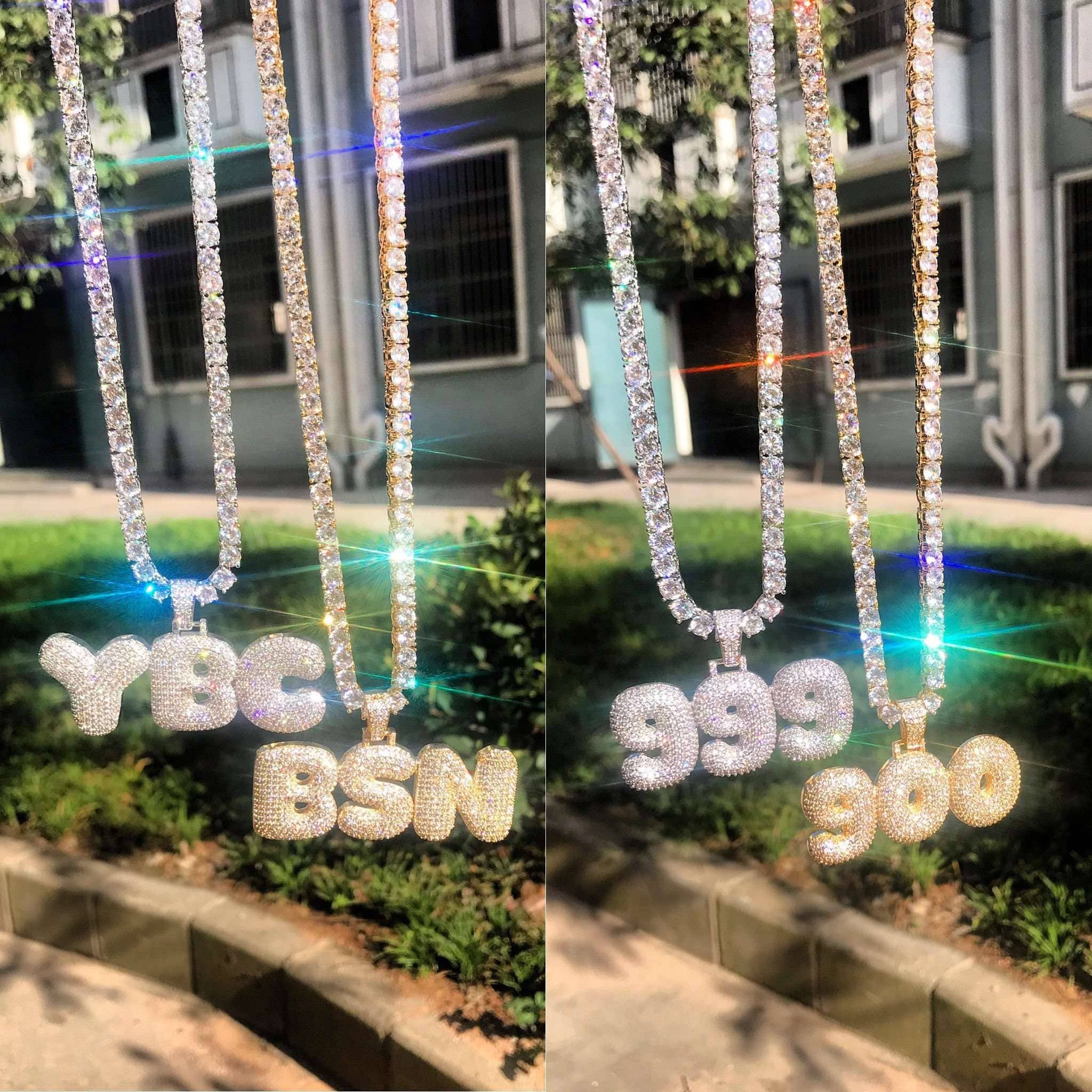 VVS Jewelry hip hop jewelry Custom Bubble Name Or Letter Necklace