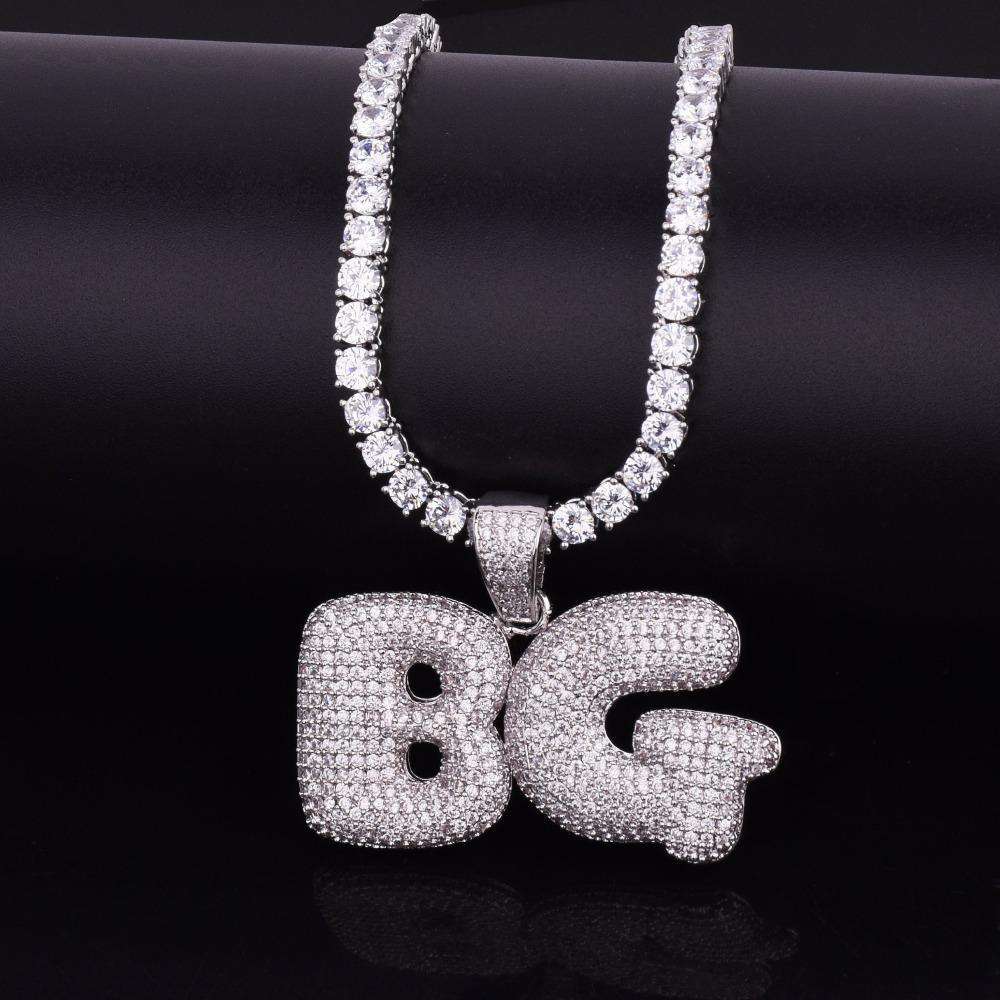 VVS Jewelry hip hop jewelry Custom Bubble Name Or Letter Necklace