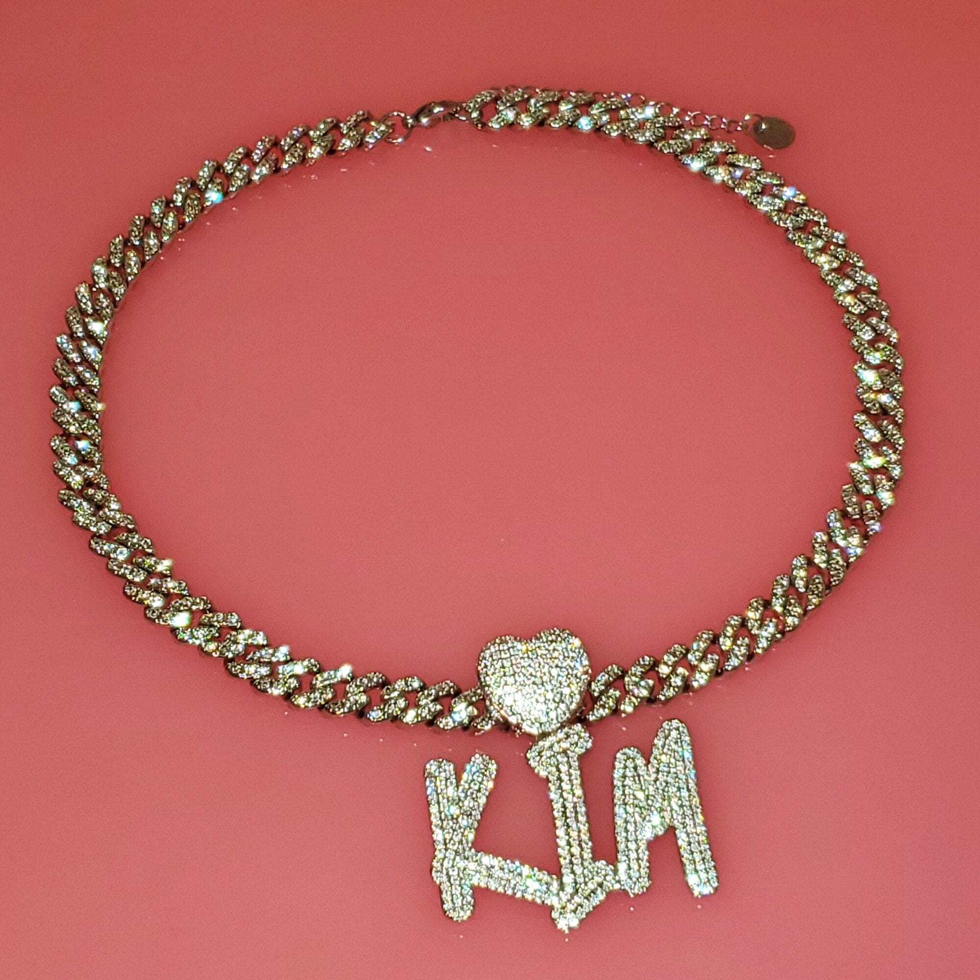 VVS Jewelry hip hop jewelry Custom Icy Cursive Name Heart Necklace