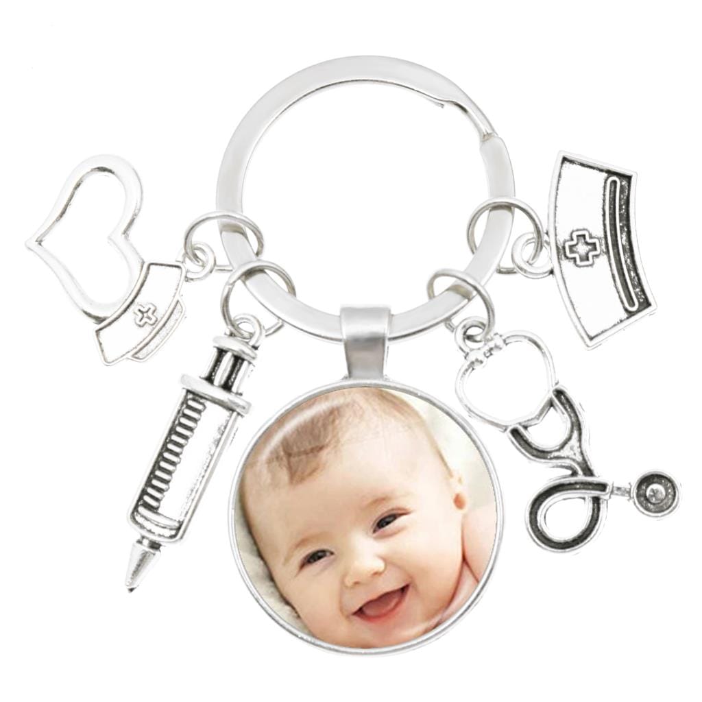 VVS Jewelry hip hop jewelry Custom Photo Baby Keychain with Charms