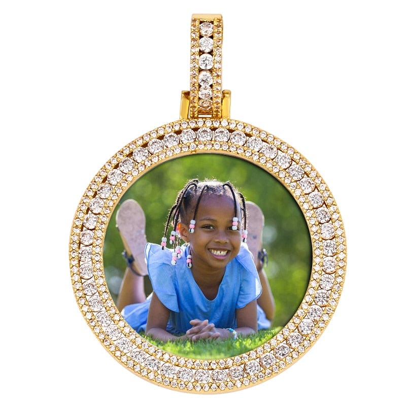 VVS Jewelry hip hop jewelry Custom Round Stone Photo Pendant + FREE backside engraving