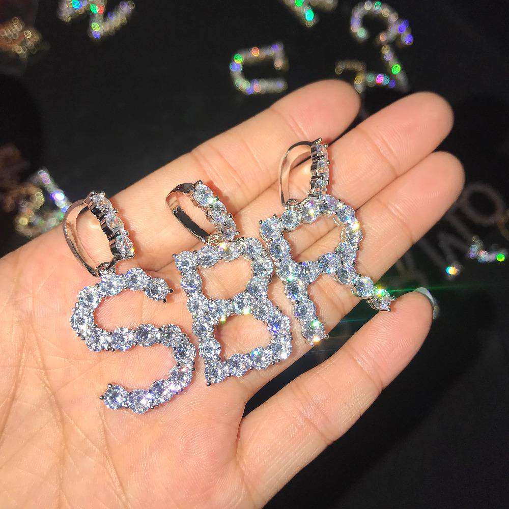 VVS Jewelry hip hop jewelry Custom Silver Tennis Letter Necklace
