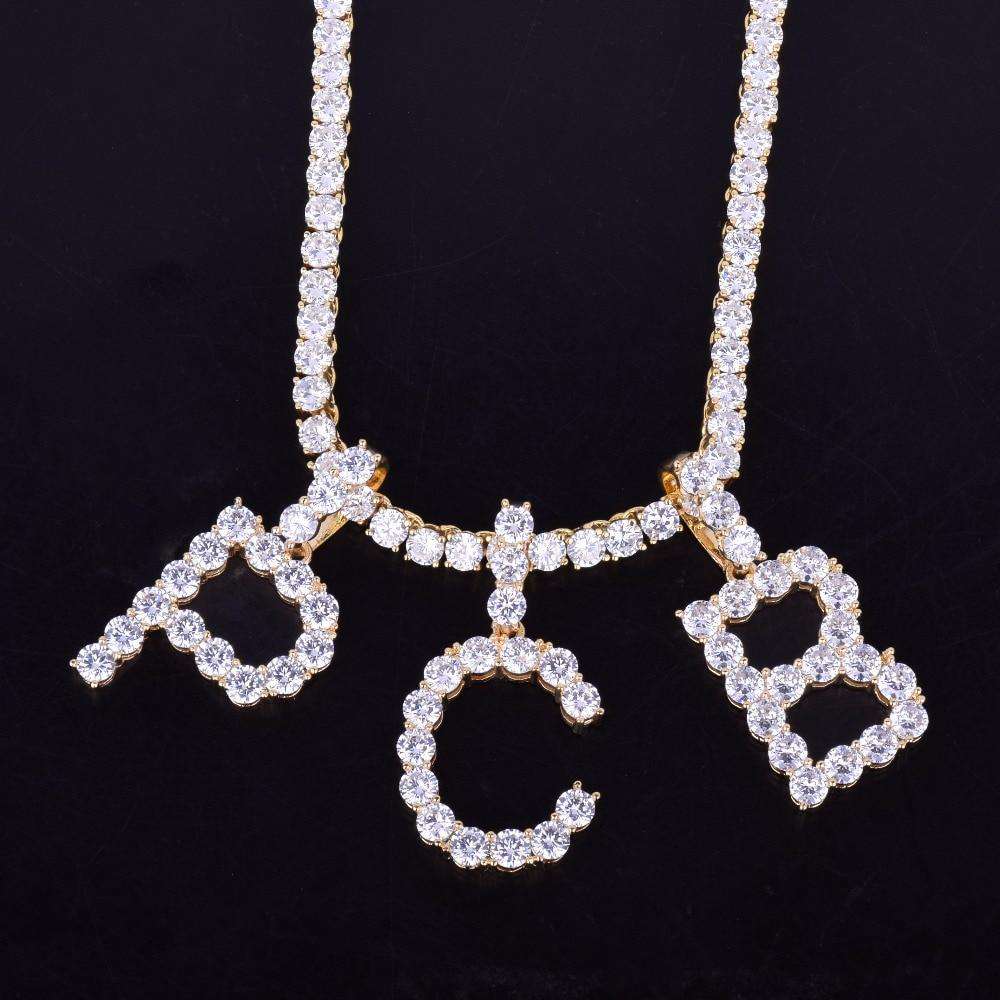 VVS Jewelry hip hop jewelry Custom Silver Tennis Letter Necklace