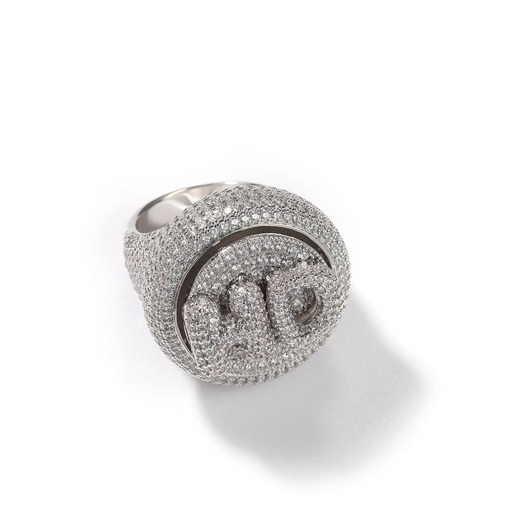 VVS Jewelry hip hop jewelry Custom Spinning Initial Ring