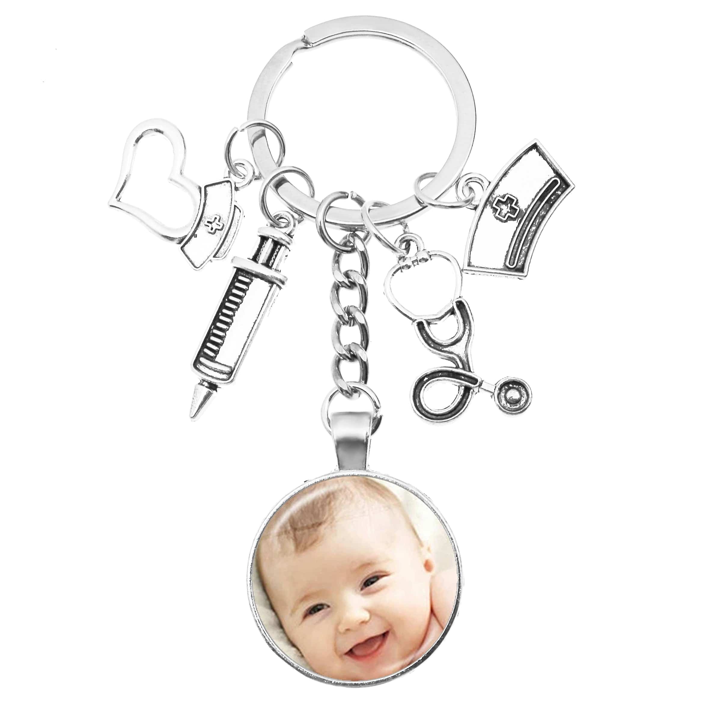 VVS Jewelry hip hop jewelry Doctor Custom Photo Baby Keychain with Charms