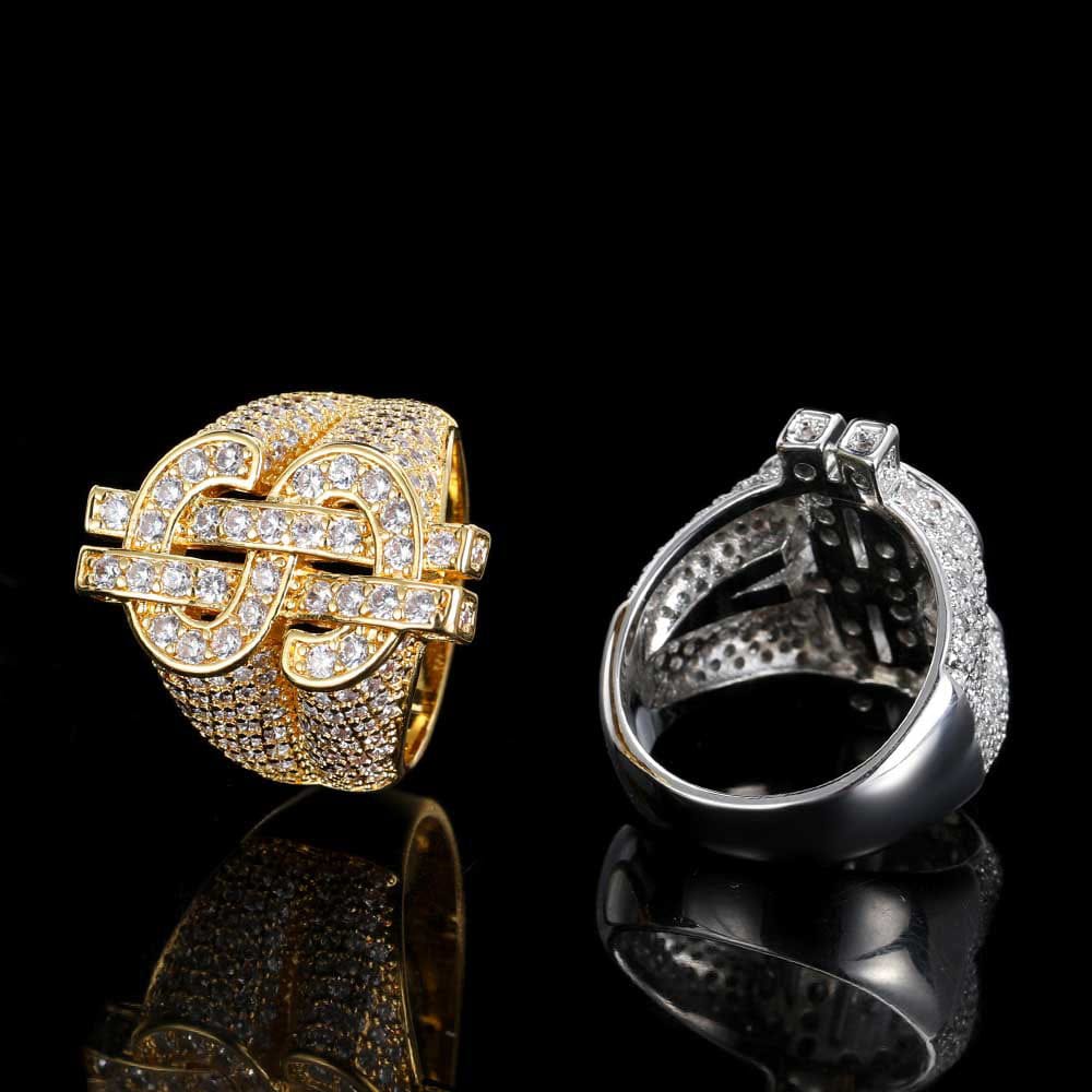 VVS Jewelry hip hop jewelry Dollar $$ Iced-out Ring