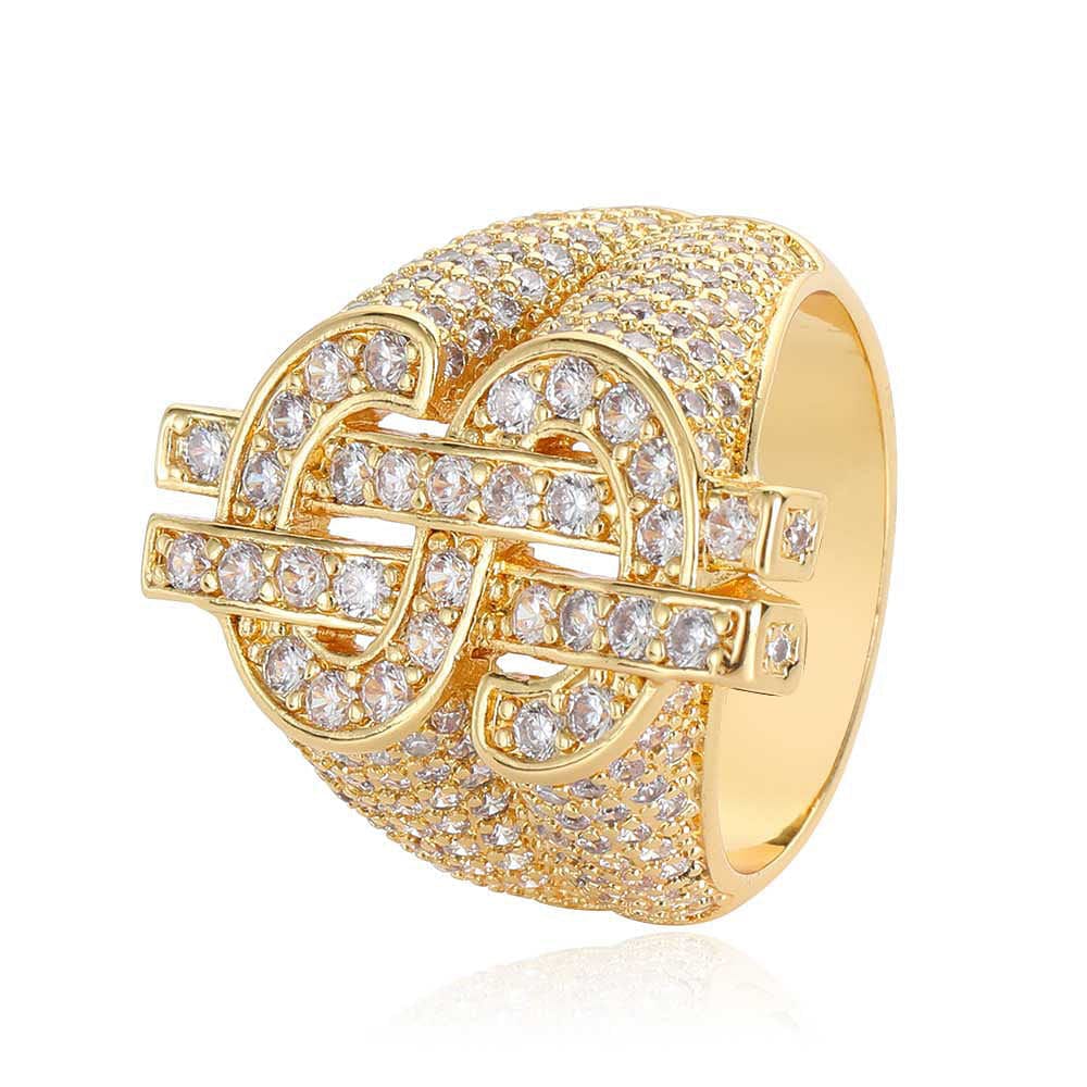 VVS Jewelry hip hop jewelry Dollar $$ Iced-out Ring