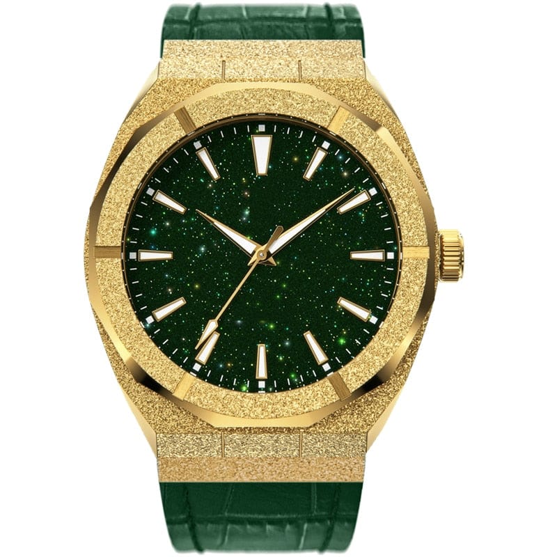 VVS Jewelry hip hop jewelry Emerald VVS Jewelry Iced Stardust Bling Leather Strap Watch