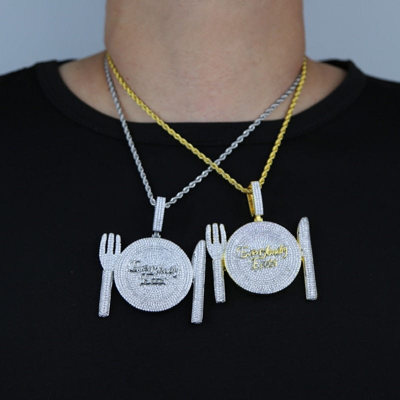VVS Jewelry hip hop jewelry Everybody Eats Fully Iced Pendant Chain