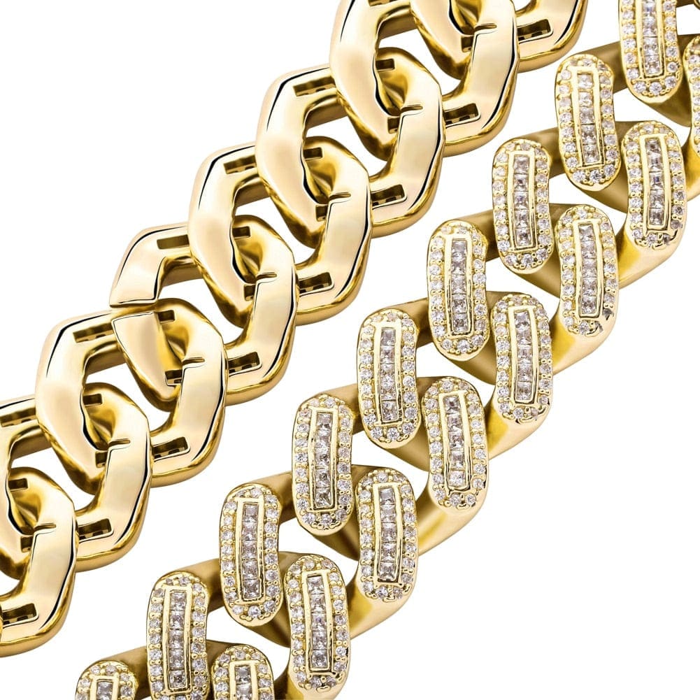 VVS Jewelry hip hop jewelry Exotic Tri Color Baguette Cuban Chain