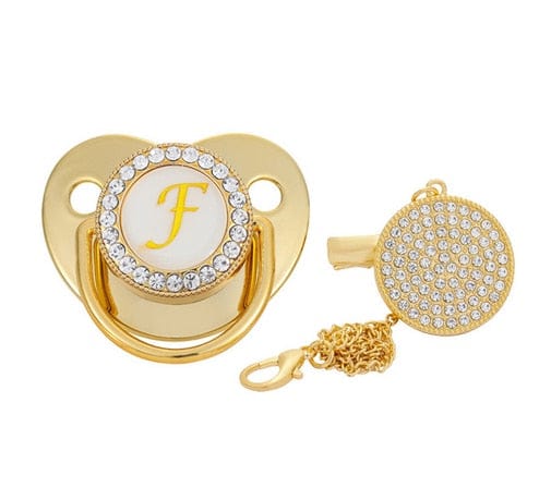 VVS Jewelry hip hop jewelry F Custom Gold Bling Initial BPA Free Baby Pacifier