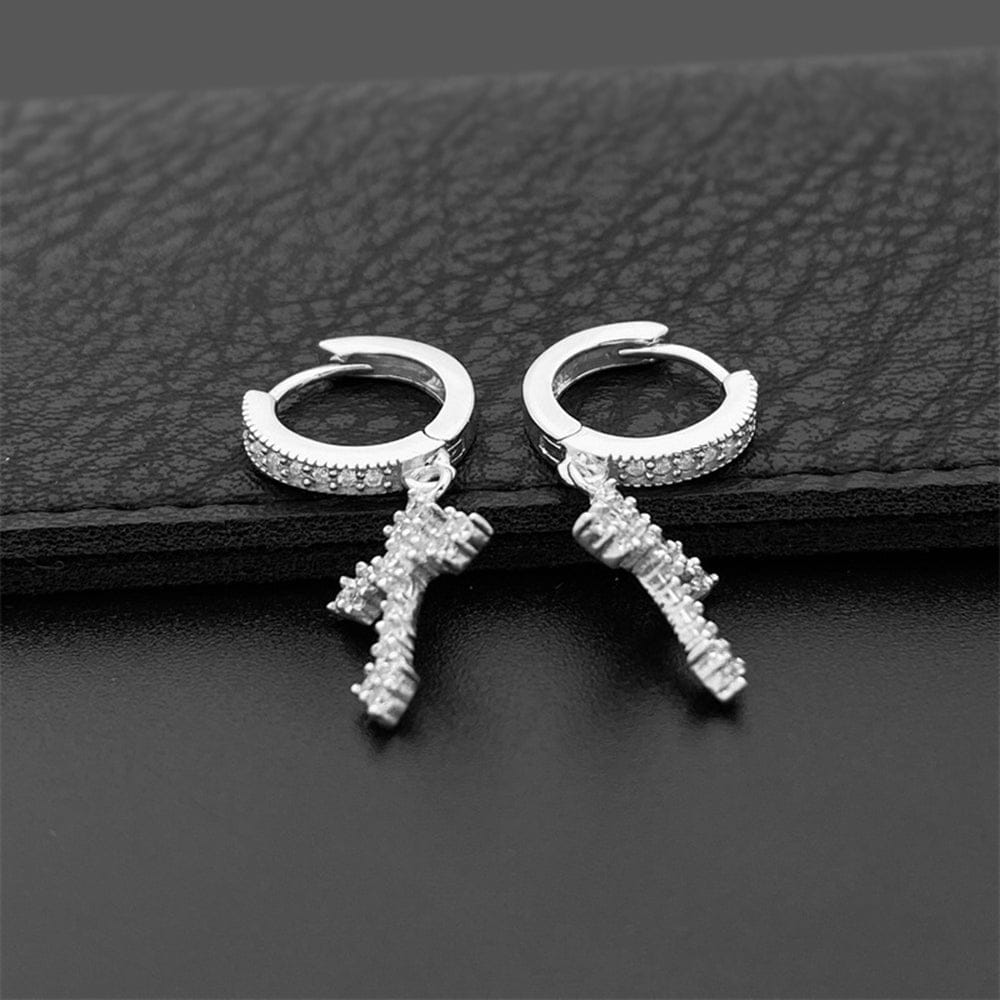 VVS Jewelry hip hop jewelry Flower Cross 925 Silver Moissanite Earrings