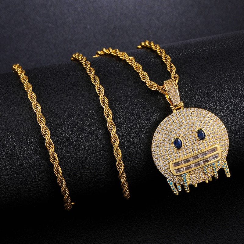 VVS Jewelry hip hop jewelry Frozen Emoji Pendant Necklace
