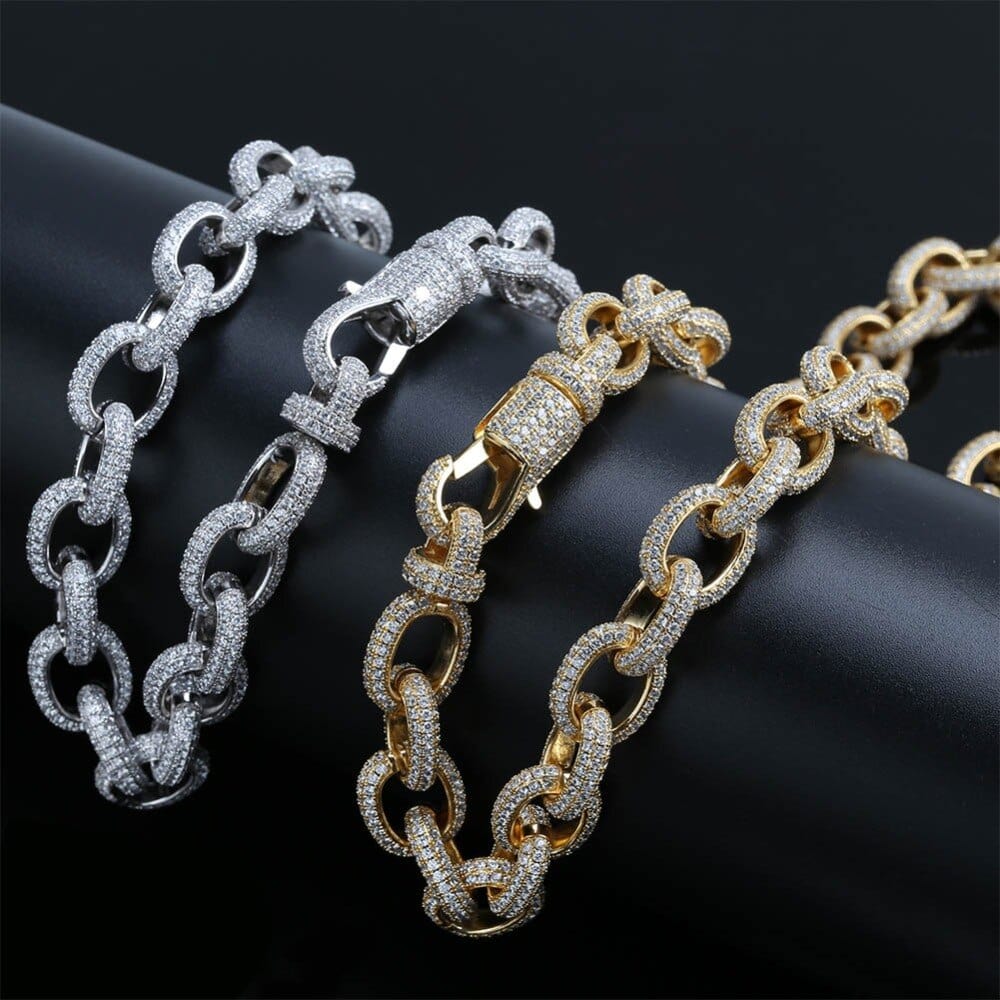 VVS Jewelry hip hop jewelry Fully Iced 15MM Icy Rolo Chain