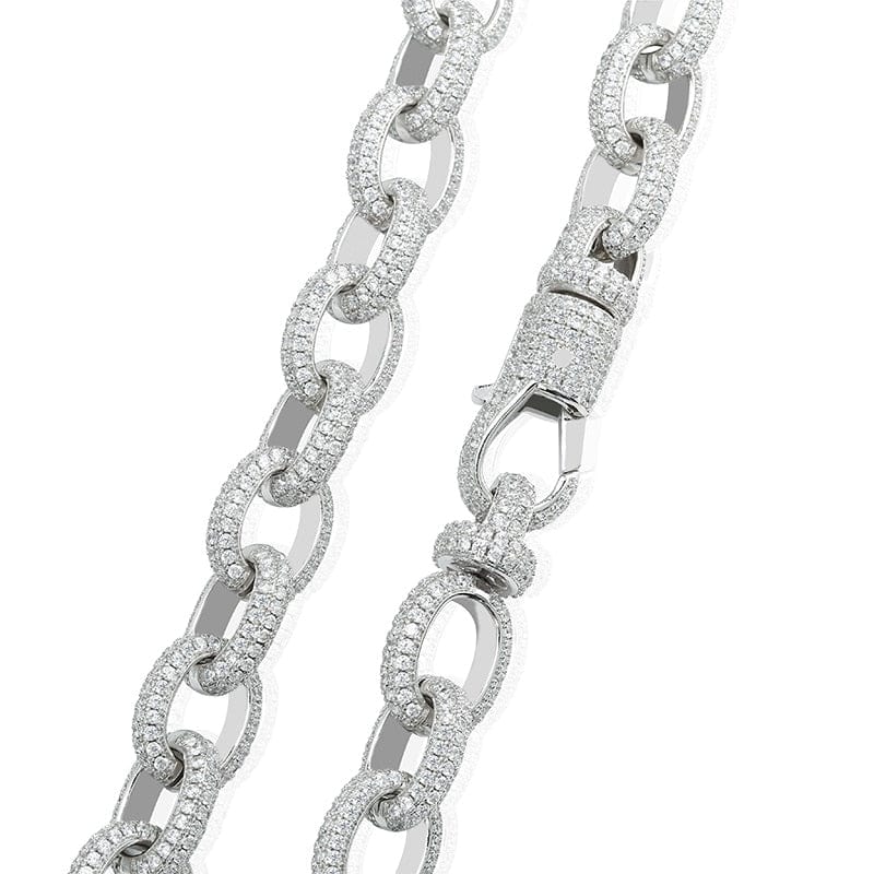 VVS Jewelry hip hop jewelry Fully Iced 15MM Icy Rolo Chain