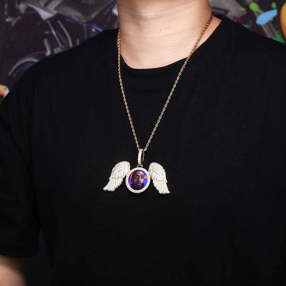 VVS Jewelry hip hop jewelry Fully Iced Angel Wings Custom Photo Chain