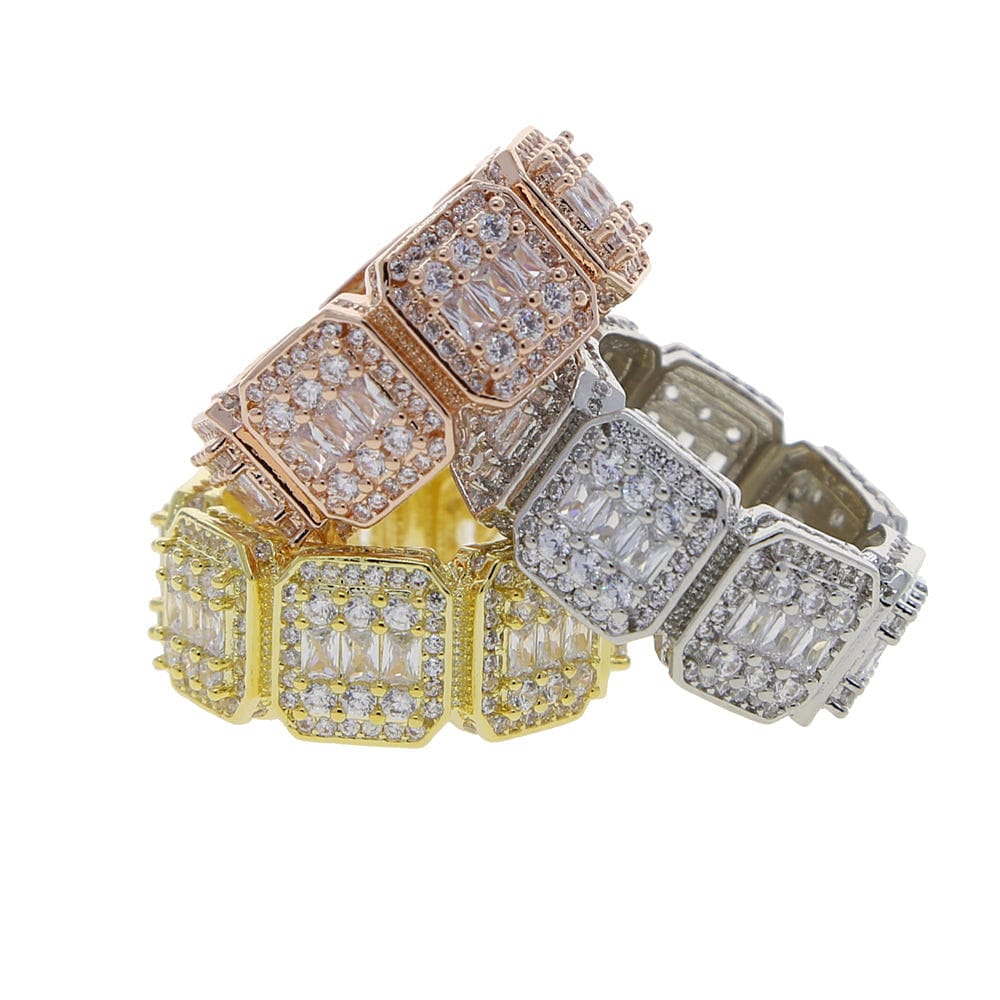 VVS Jewelry hip hop jewelry Fully Iced Baguette Rings