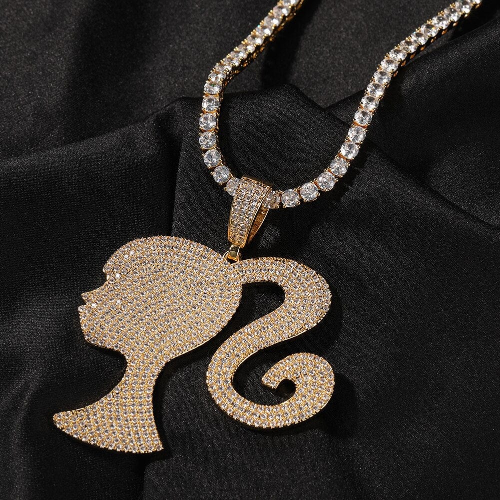 VVS Jewelry hip hop jewelry Fully Iced Barbie Pendant Necklace