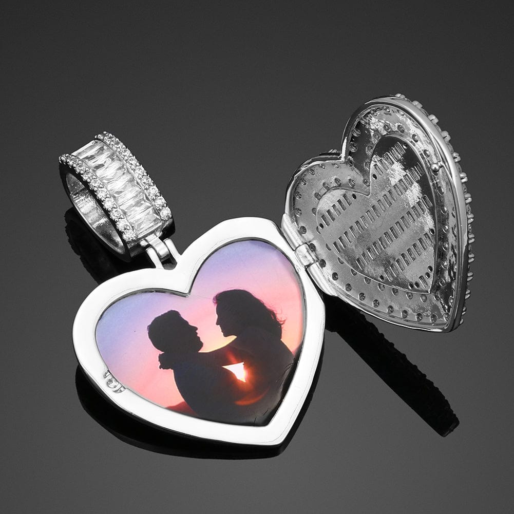 VVS Jewelry hip hop jewelry Fully Iced Custom Heart Baguette Picture Pendant