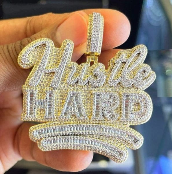 VVS Jewelry hip hop jewelry Fully Iced Da "Hustle Hard" Pendant Chain