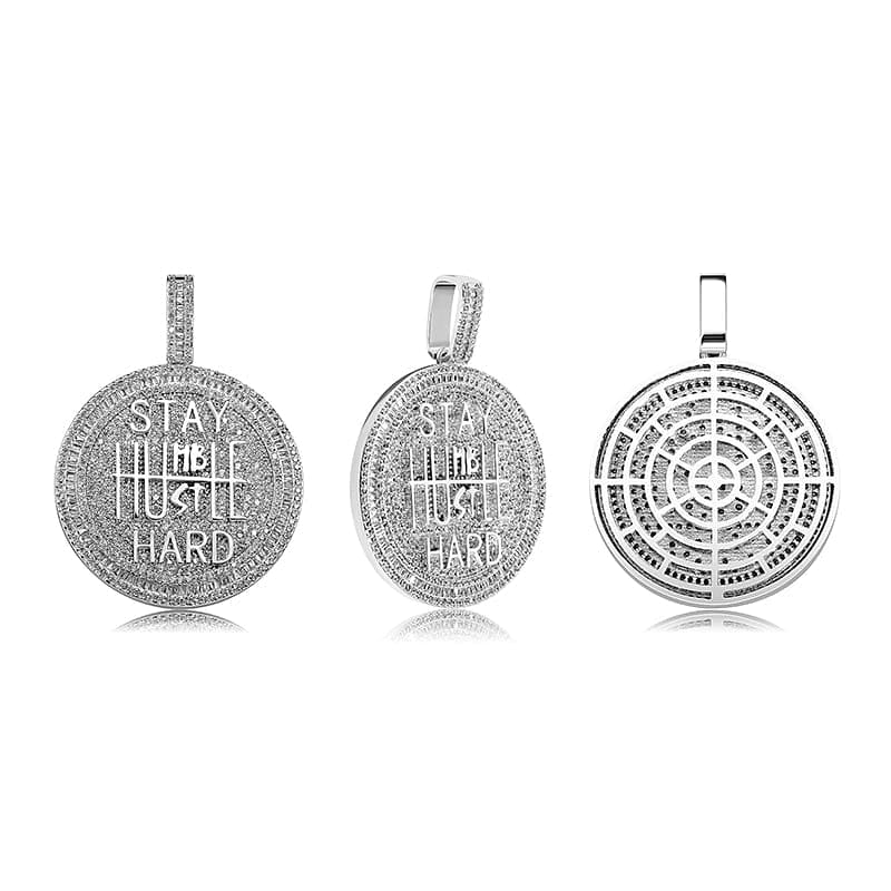 VVS Jewelry hip hop jewelry Fully Iced Stay Humble Hustle Hard Round Pendant Chain