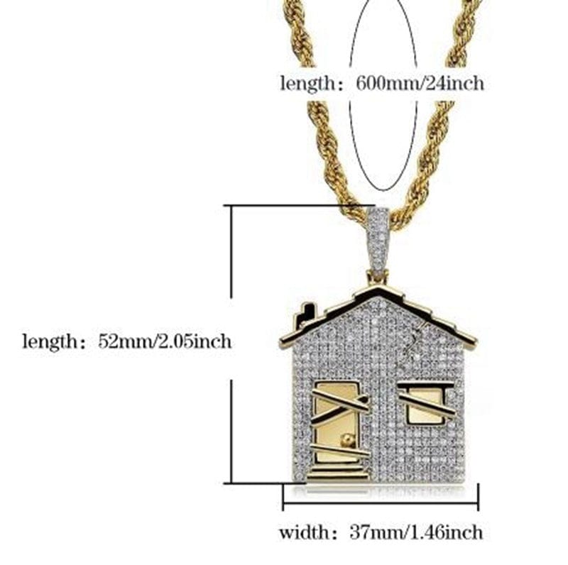 VVS Jewelry hip hop jewelry Fully Iced Trap House Pendant Necklace