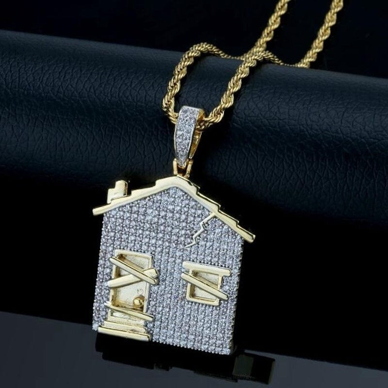 VVS Jewelry hip hop jewelry Fully Iced Trap House Pendant Necklace
